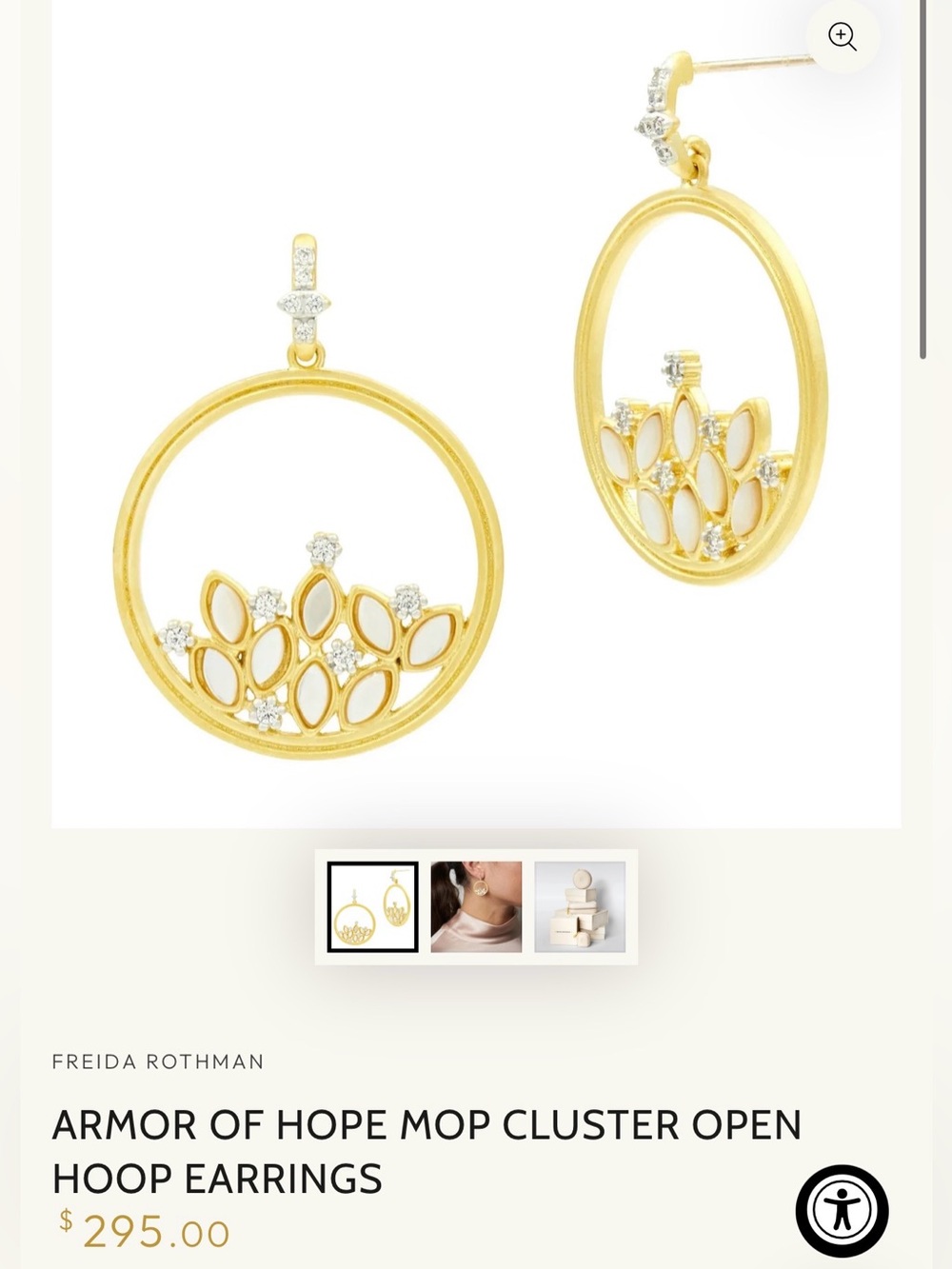 FREIDA ROTHMAN ARMOR OF HOPE MOP CLUSTER OPEN HOOP EARRINGS